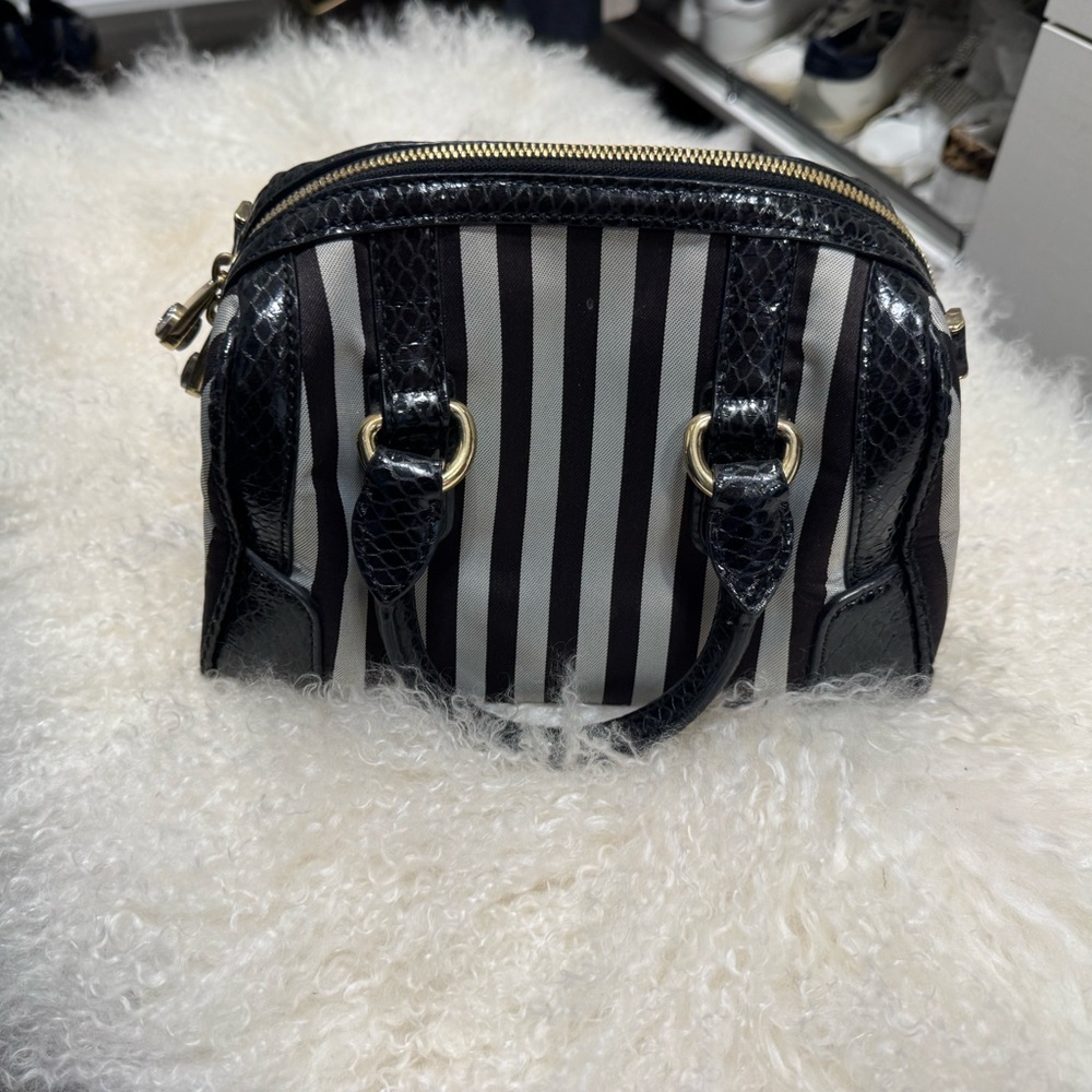 henri bendel Black and White Striped Mini Satchel